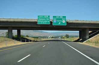 I-90 west at Exit 110 for I-82/US 97 south to Yakima, WA