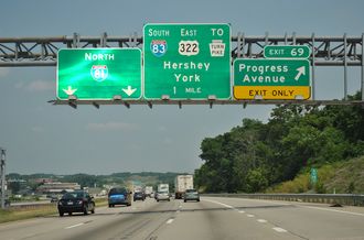 I-81/US 322 east at I-83 - Susquehanna Twp, PA