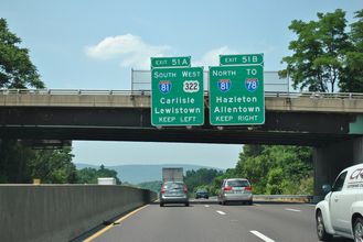 I-83/US 322 north at I-81 - Colonial Park, PA