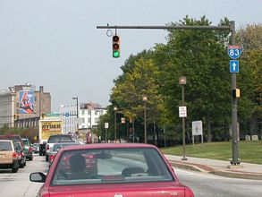 President St north at Baltimore St - Baltimore, MD