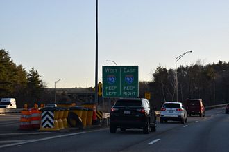 I-84 east at I-90/Mass Pike - Sturbridge, MA