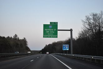 I-90/Massachusetts Turnpike East at Interstate 84 in Sturbridge, Massachusetts