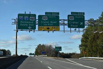 I-95/US 460 north at I-85 - Petersburg, VA