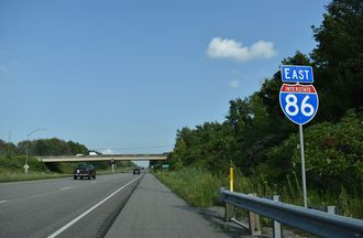 The eastbound beginning of Interstate 86 in northwestern Pennsylvania