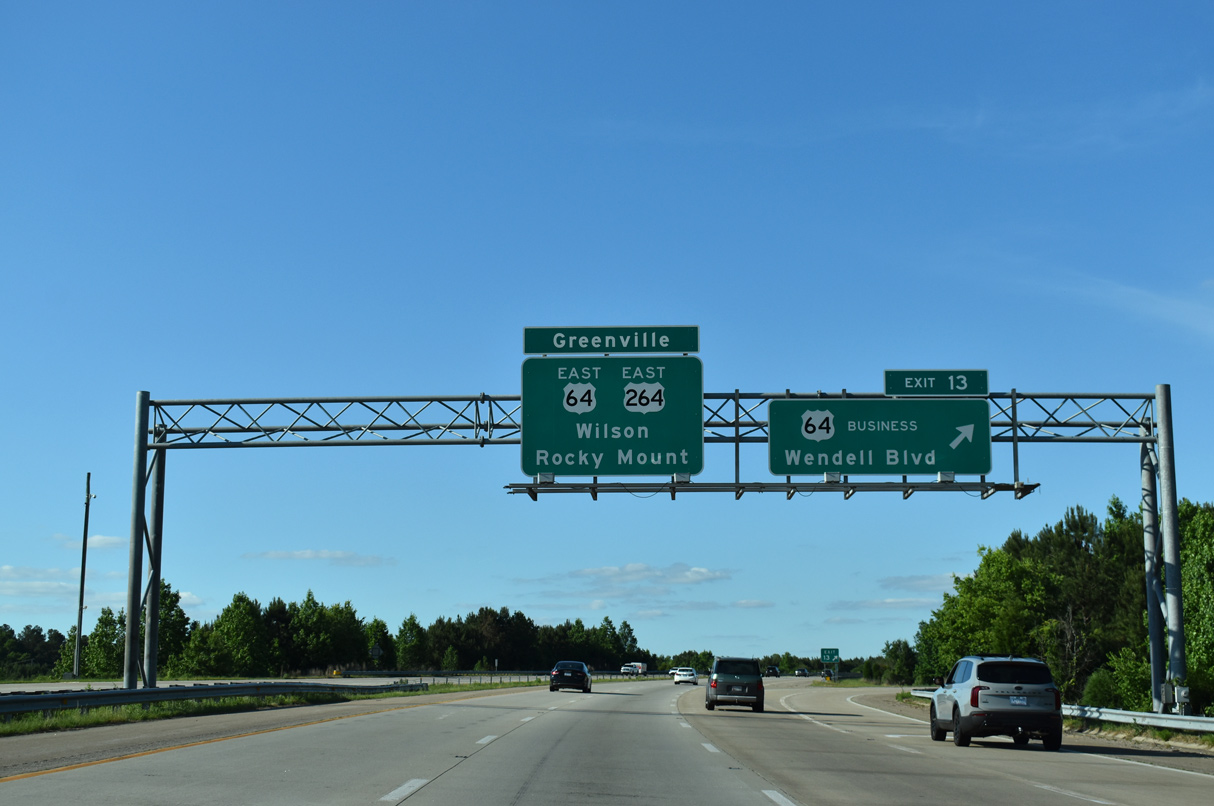 I-87/US 64-264 north at US 64 Business - Eagle Rock, NC
