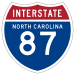 Interstate 87 North Carolina shield representation