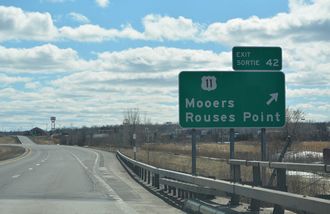 I-87 south at US 11 - Champlain, NY