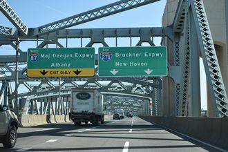 I-278 East on the RFK Bridge at Interstate 87 in New York City