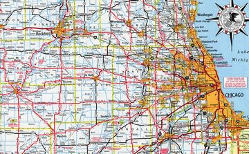 IL 5 (East West Tollway) under construction – 1973 Illinois Official Highway Map.