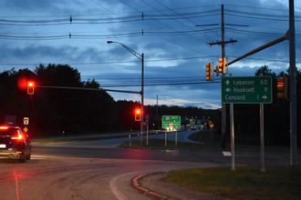 Hall Street west at I-89/NH 3A - Bow