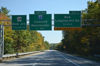 I-89 south at I-93 - Bow, NH