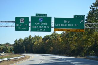 I-89 south at I-93 - Bow, NH