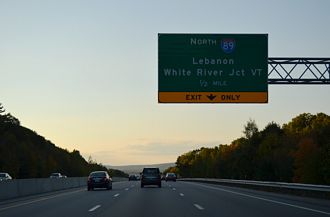 I-93 north at Interstate 89 near Concord, New Hampshire