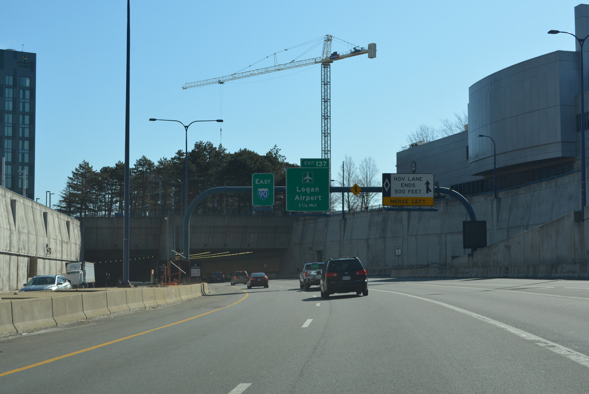I-90 east at the Ted Williams Tunnel in Boston, MA.