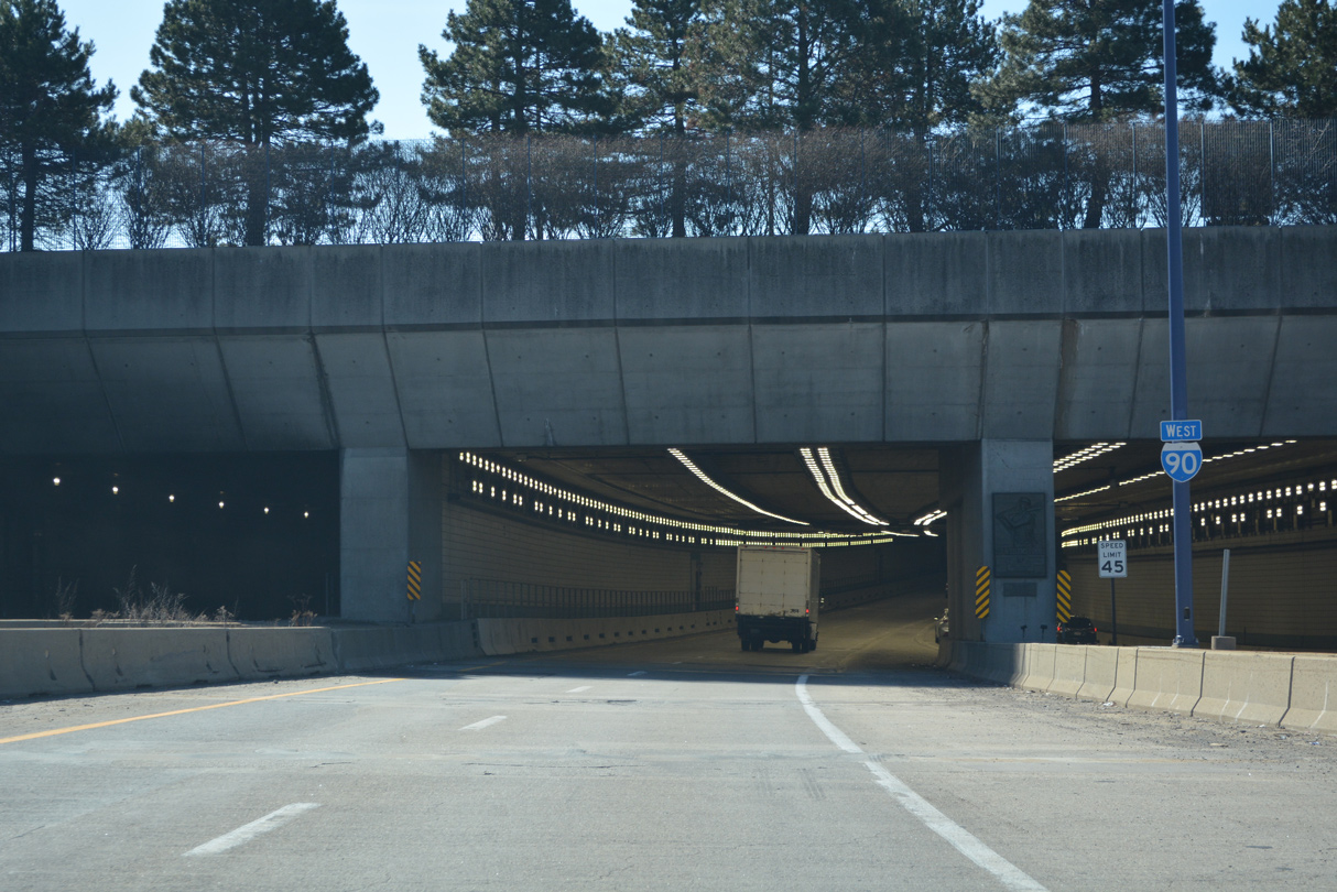 I-90 west at Ted Williams Tunnel in Boston, MA.