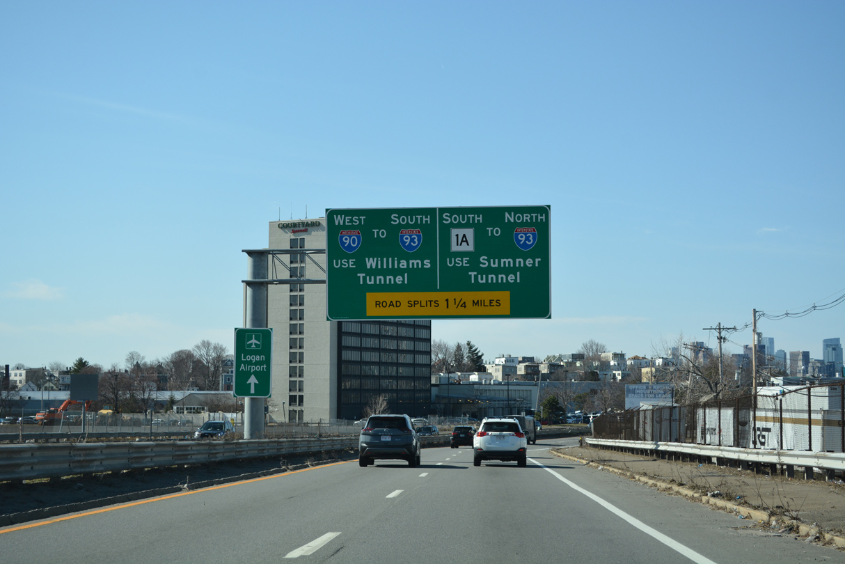 Route 1A south ahead of I-90 in East Boston, MA