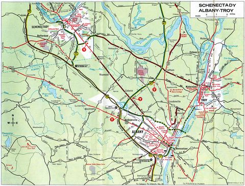 1968 map of New York's Capital District.