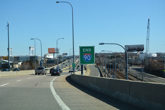 Interstate 90 east end in Boston, MA.