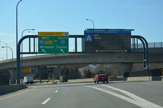 I-90 west at Boston Logan International Airport.