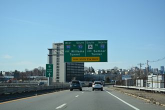 Massachusetts Route 1A South at Interstate 90 in Boston