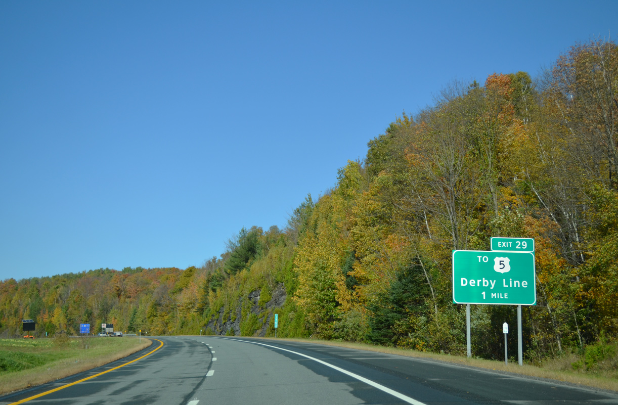 I-91 north at Derby Line, VT
