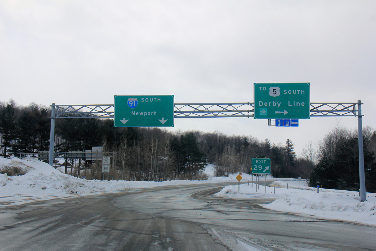 I-91 south at Derby Line, VT