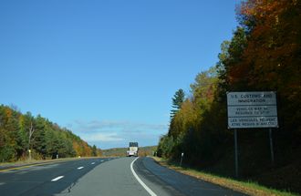 I-91 north at Derby Line, VT