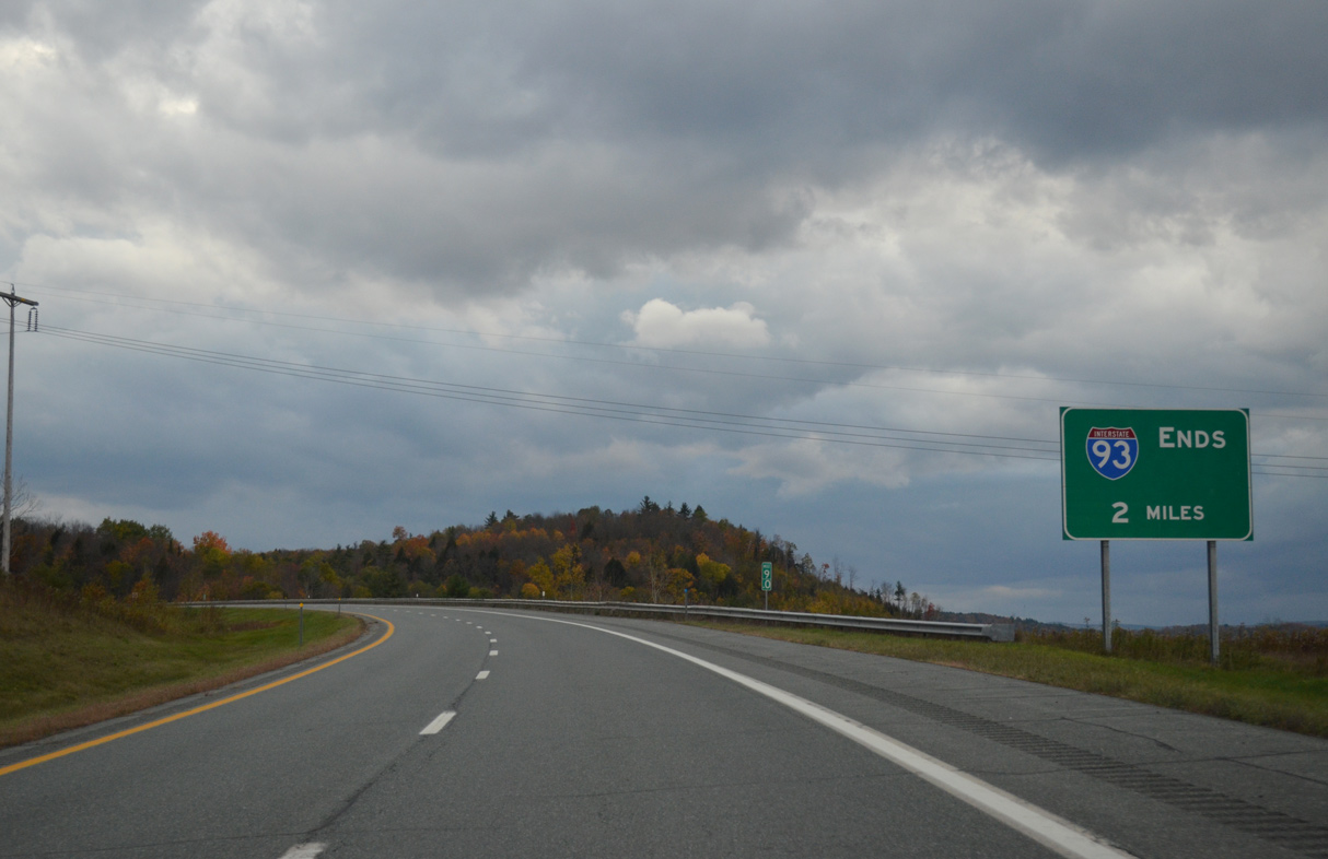 I-93 north at I-91 - Waterford, VT