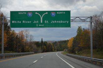 I-93 north at I-91 - Waterford, VT