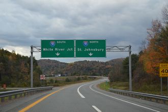 I-93 north at I-91 - Waterford, VT