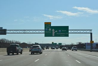 I-95 south / U.S. 1 north a half mile from I-95 in Dedham, MA.