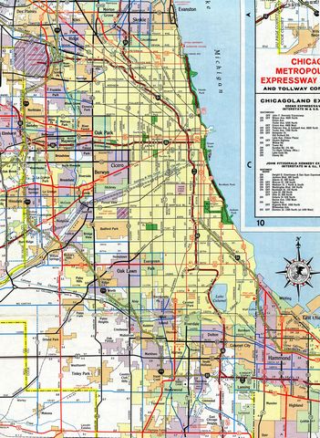 Chicago – 1964 Illinois Official Highway Map