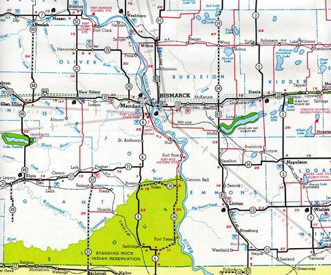 Bismark, North Dakota area – 1962 North Dakota Official Highway Map