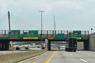 I-96 East at the Ambassador Bridge in Detroit, MI