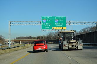 I-97 north one mile ahead of I-695 in Ferndale, MD.