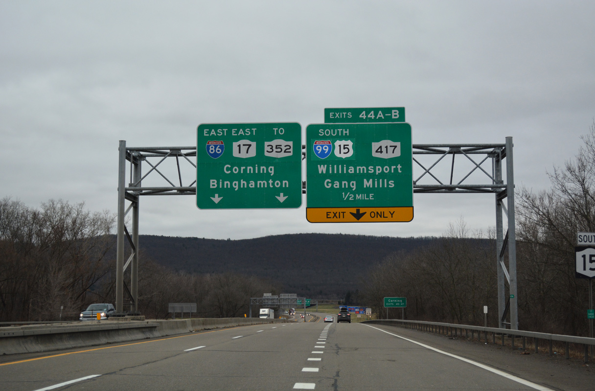 I-86/NY 17 east at I-99/US 15 - Painted Post