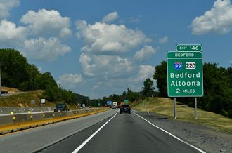 I-70/76 (Pennsylvania Turnpike) West two miles ahead of I-99/US 220