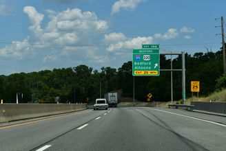 I-70/76 (PA Tpk) west at US 220 Business to I-99, US 220 and Bedford