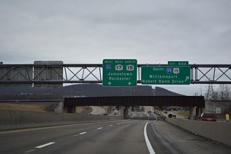 I-86 west at I-99/U.S. 15 south to Williamsport, PA.