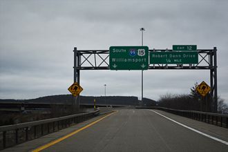 I-99/US 15 south at Robert Dann Dr in the town of Erwin, NY.