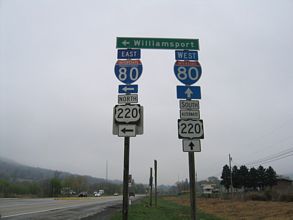 I-99/US 220/PA 26 north at I-80 - Spring Twp