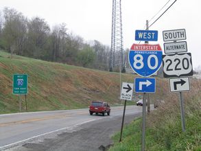 I-99/US 220/PA 26 north at I-80 - Spring Twp