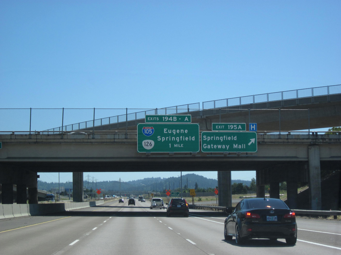 I-5 south at I-105/OR 126 - Eugene, OR