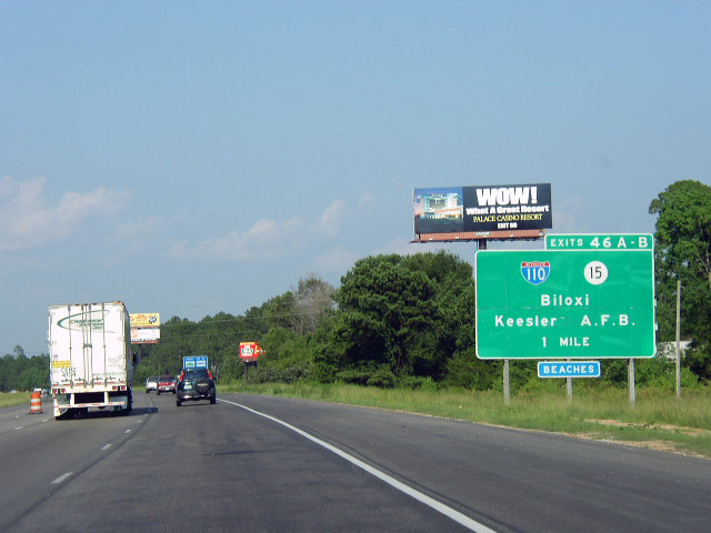 I-10 east at I-110/MS 15 - D'Iberville