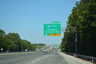 I-10 East at Interstate 110 South to Pensacola, Florida