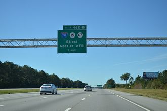 I-10 west at I-110/MS 15-67 - D'Iberville