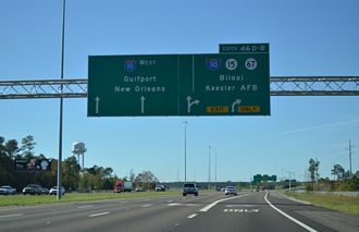 I-10 west at I-110/MS 15-67 - D'Iberville