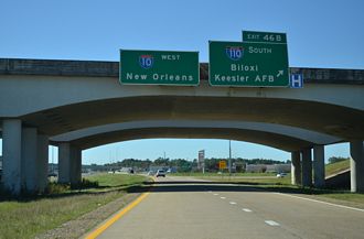 I-10 west at I-110/MS 15-67 - D'Iberville