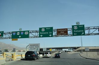 The Northbound beginning of Interstate 110 in El Paso, Texas
