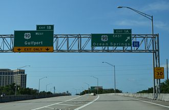 I-110 south at US 90 - Biloxi, MS